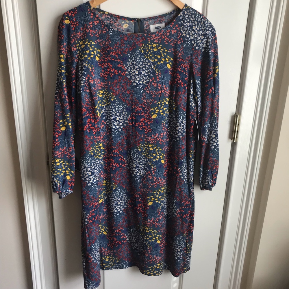 Floral long sleeve swing dress